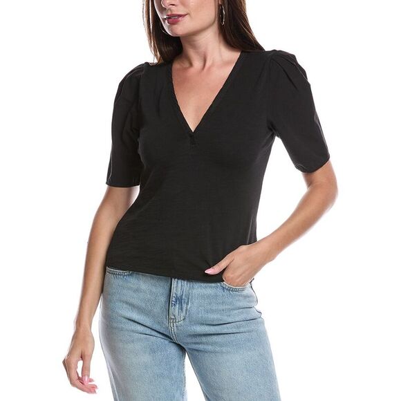 Nation Ltd Womens  Joelene V-Neck T-Shirt, Black - Picture 1 of 3